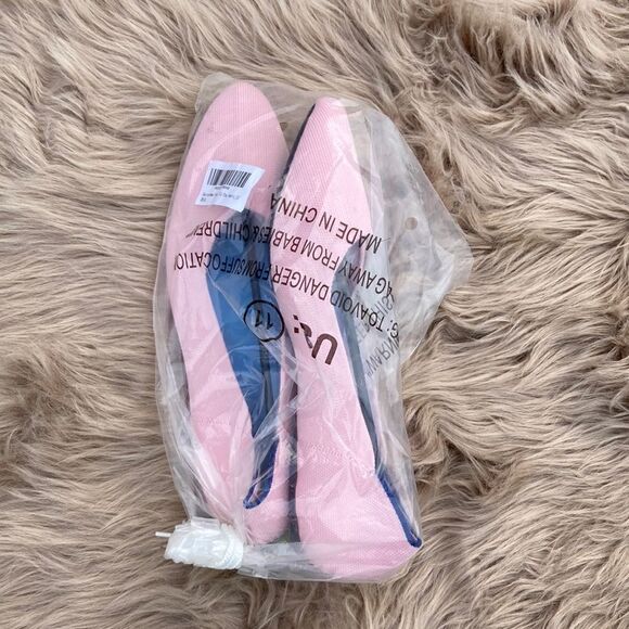 Briefola Women’s Light Pink Textured Knot Pointed Toe Slip On Flats - Picture 2 of 10